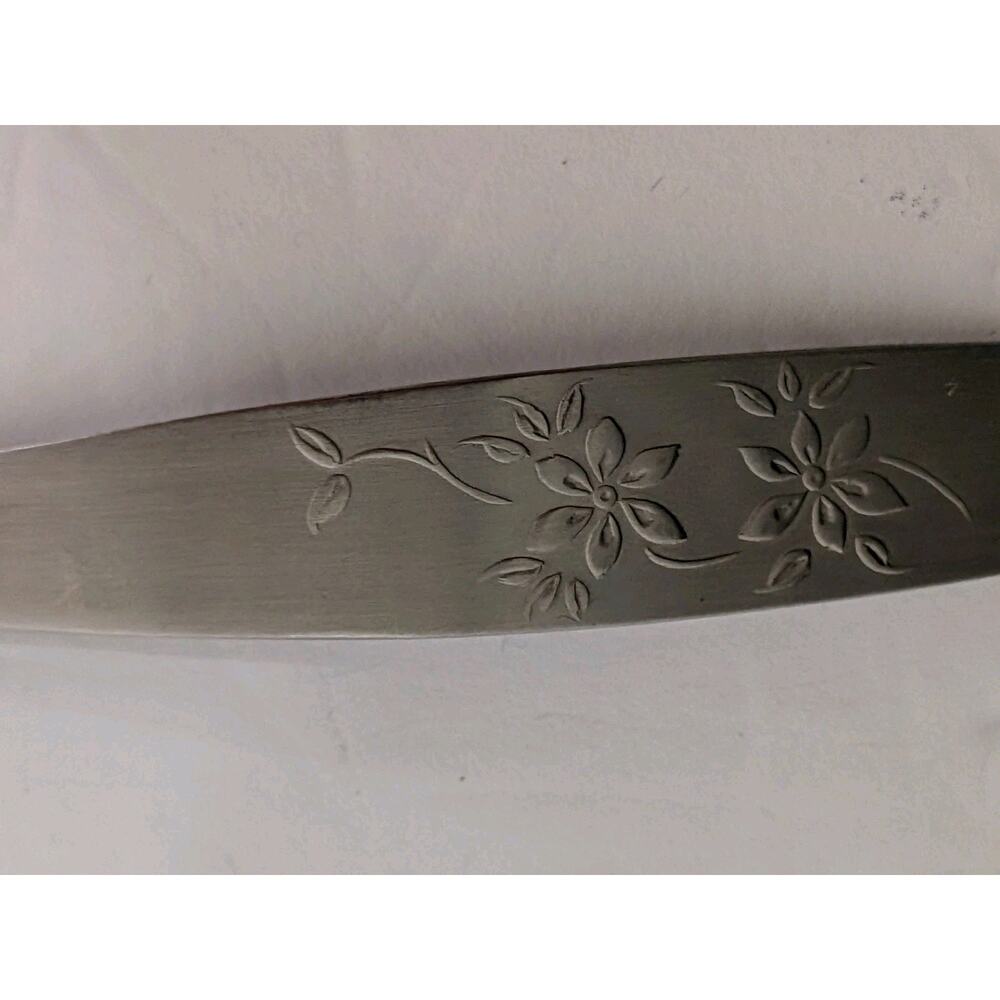 Vintage Mid Century Stainless Steel Japan Floral Scroll Letter Opener Desk 9.5